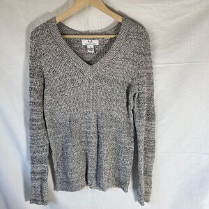 M Magaschoni Black/White V-Neck Sweater Sz M